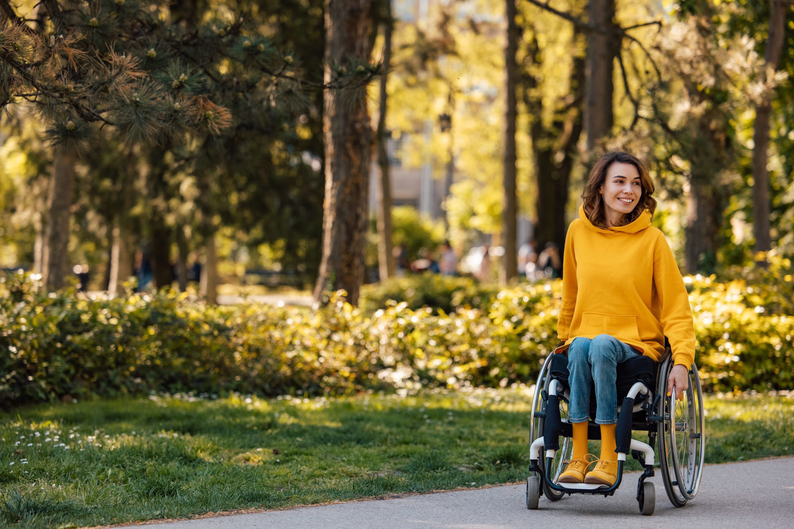 Adult woman visiting her parents in the city
