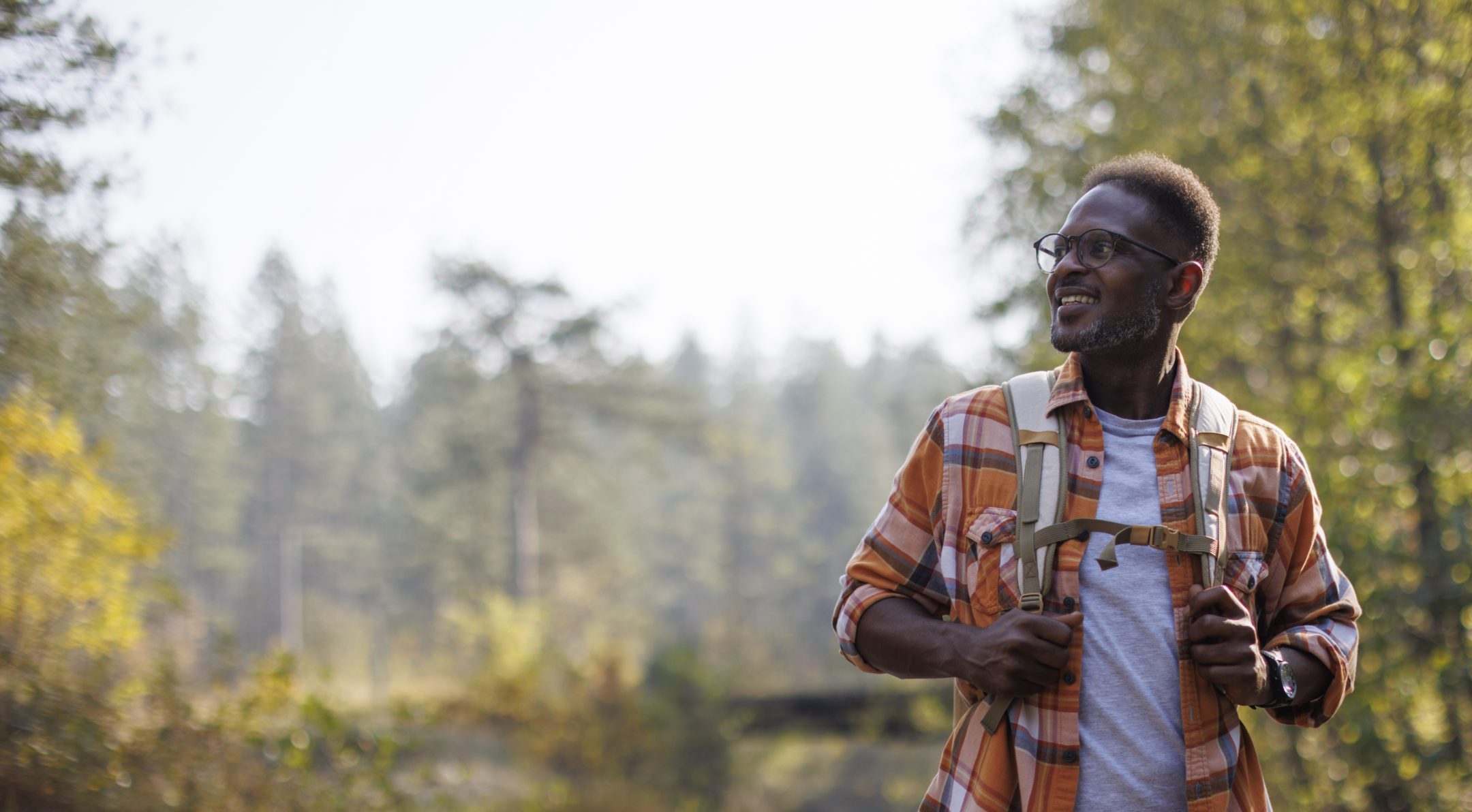 Portrait of man enjoying nature